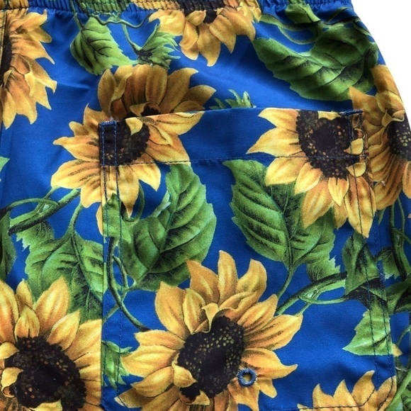 PacSun Sunflower Print Blue Yellow Swim Trunks Mens Small - Picture 2 of 12